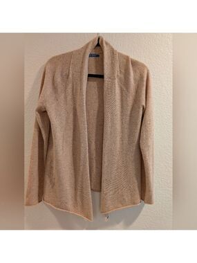 Cashmere Open Front Cardigan Beige Speckled Small